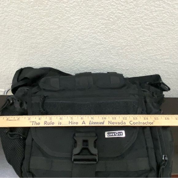 LIFE WIT Black Tactical Messenger Utility Sling Bag 16”X14”X6” - Picture 12 of 16